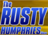 A blue and yellow logo for the rusty humphries, inc.